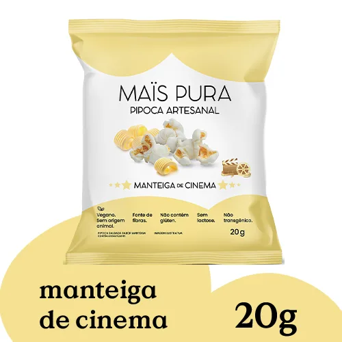 Pipoca Artesanal Mais Pura Manteiga de Cinema 20g (24 unidades)