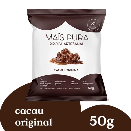Pipoca Artesanal Mais Pura Cacau Original 50g (24 unidades)