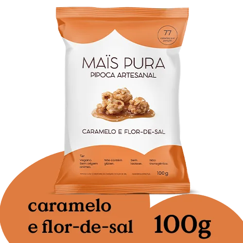 Pipoca Artesanal Mais Pura Caramelo & Flor de Sal 100g (16 unidades)
