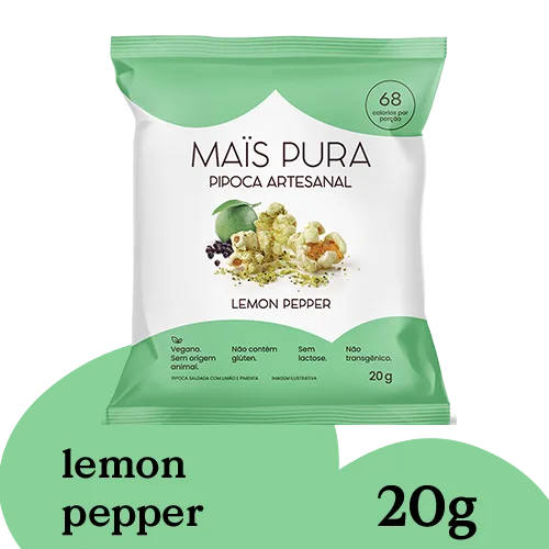 Pipoca Artesanal Mais Pura Lemon Pepper 20g (24 unidades)