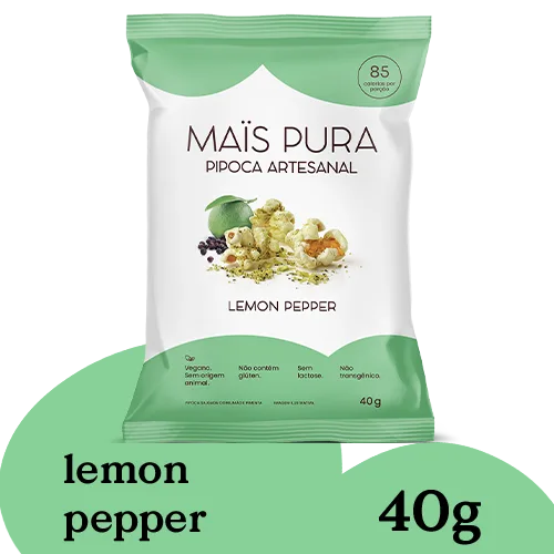 Pipoca Artesanal Mais Pura Lemon Pepper 40g (16 unidades)