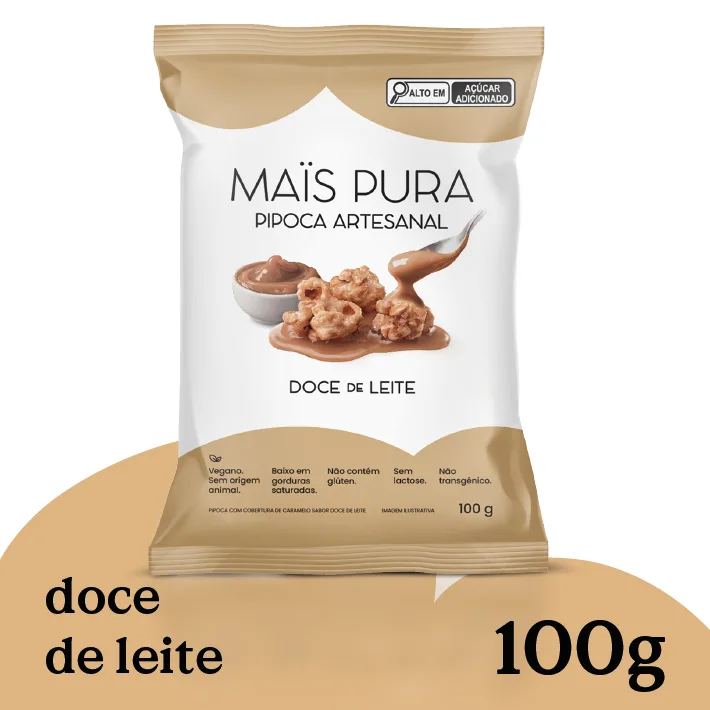 Pipoca Artesanal Mais Pura Doce de Leite 100g (16 unidades)