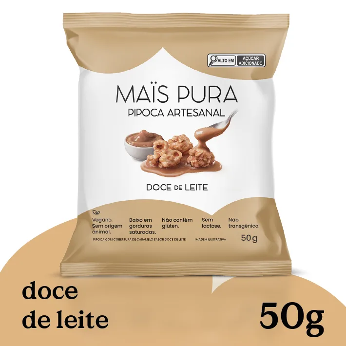 Pipoca Artesanal Mais Pura Doce de Leite 50g (24 unidades)