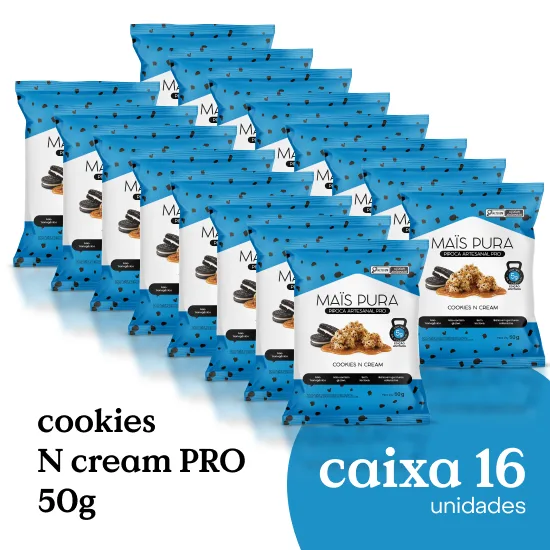 Pipoca Artesanal Mais Pura PRO Cookies N Cream 50g (16 unidades)